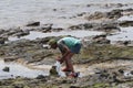 Man catching squids on the beach in Sal Rei, Cabo Verde