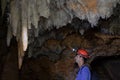 Man in cave Cuevas de Bellamar in Mantazas, Cuba Royalty Free Stock Photo