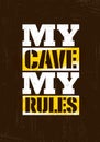 Man Cave Rules. Creative Poster Design Concept With Grunge Frame And Rough Distressed Texture. Royalty Free Stock Photo