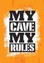 Man Cave Rules. Creative Poster Design Concept With Grunge Frame And Rough Distressed Texture. Royalty Free Stock Photo