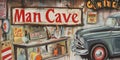 Man Cave Sign - Retro illustration Royalty Free Stock Photo