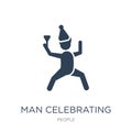 man celebrating icon in trendy design style. man celebrating icon isolated on white background. man celebrating vector icon simple