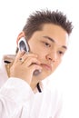 Man on cellphone upclose Royalty Free Stock Photo