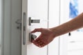 Man changing the door lock at home. High quality photo Royalty Free Stock Photo