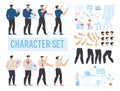 Man Character Animated, Office and Accessories Set Royalty Free Stock Photo