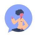 Man character chat bubble male avatar isolated relax cartoon portrait flat