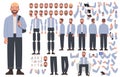 Man character constructor. Guy in casual clothes. Set of different positions of hands, legs, head for creating animation and own