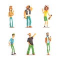 Man Character of Different Subcultures with Biker, Punk, Hipster and Rastaman Vector Set