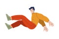 Man Character Falling Down After Slip on the Ground Vector Illustration Royalty Free Stock Photo