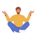 Man Character Meditates, Calming His Mind And Finding Inner Peace. Image Evokes Sense Of Serenity Cartoon Illustration Royalty Free Stock Photo