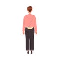 Man Character in Pink Hoody Standing Back View Vector Illustration