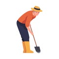 Man Character with Shovel or Spade Engaged in Soil Digging for Planting Tree Sapling Vector Illustration Royalty Free Stock Photo