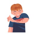 Man Character with Skin Problem Suffering from Itching Arm Vector Illustration Royalty Free Stock Photo