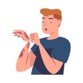 Man Character with Skin Problem Suffering Scratching Itching Arm Vector Illustration Royalty Free Stock Photo