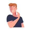 Man Character with Skin Problem Suffering Scratching Itching Neck Vector Illustration