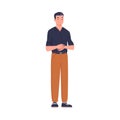 Man Character Standing and Clapping His Hands as Applause and Ovation Gesture Vector Illustration Royalty Free Stock Photo