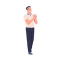 Man Character Standing and Clapping His Hands as Applause and Ovation Gesture Vector Illustration Royalty Free Stock Photo