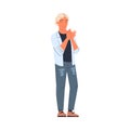 Man Character Standing Ovation Clapping His Hands as Applause and Acclaim Gesture Vector Illustration