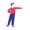 Man Character Standing Pointing Forward at Future Goal Vector Illustration