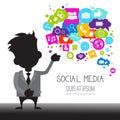 Man With Chat Bubble Of Social Media Icons Network Communication Concept Royalty Free Stock Photo
