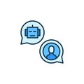 Man and Chatbot in Speech Bubbles vector Speaking concept colored icon