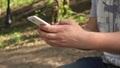 Man chating using smartphone