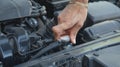Man check the coolant level of car Royalty Free Stock Photo