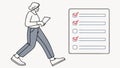 Man checking off tasks on a large checklist, productivity, vector design Generative AI Royalty Free Stock Photo