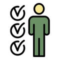 Man checklist data icon color outline vector