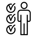 Man checklist data icon, outline style