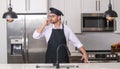 Man chef cooker, baker. Male chefs with sign of perfect food. Chef man cooking, showing sign for delicious. Chef, cook Royalty Free Stock Photo