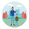 Man with child avatars round icon round icon