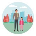 Man with child avatars round icon round icon