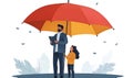 Family Protection Under Umbrella Royalty Free Stock Photo