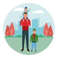 Man with children avatars round icon round icon