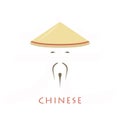 Man in chinese conical hat icon on a white background.