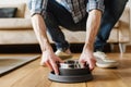 man choosing an antislip pet bowl with rubber base