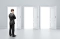 Man choosing door Royalty Free Stock Photo