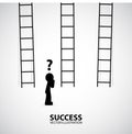 Man choosing the stairway. Silhouette Graphic Design. Success Concept. Royalty Free Stock Photo
