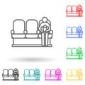 man in cinema seance multi color style icon. Simple thin line, outline vector of cinema icons for ui and ux, website or mobile Royalty Free Stock Photo