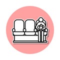 man in cinema seance sticker icon. Simple thin line, outline vector of cinema icons for ui and ux, website or mobile application Royalty Free Stock Photo