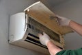 Man Cleaning Air Conditioning System Royalty Free Stock Photo