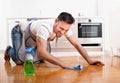 Man cleaning floor