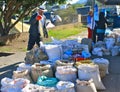 Man cleaning grains. FarmerÃÂ´s market, Colombia Royalty Free Stock Photo