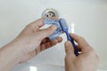 man cleaning his occlusal splint Royalty Free Stock Photo