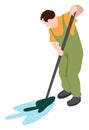 Man cleaning, illustration, vector