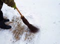 Man cleans snow Royalty Free Stock Photo