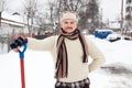 Man cleans snow Royalty Free Stock Photo