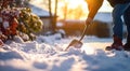 Winter Snow Removal Man Shoveling Snow - Generative AI