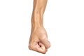 Man clenched fist to punch isolated on white background. Hand gesture. Clipping path Royalty Free Stock Photo